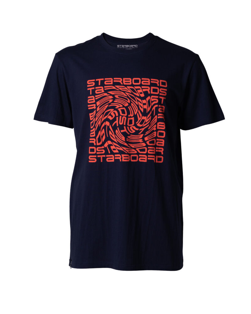 Starboard Mens Finger Print Tee – Navy /fluo Red